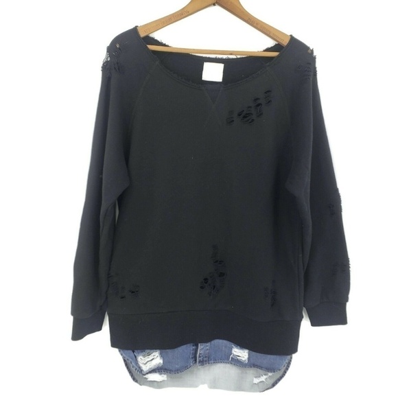 Mihara Yasuhiro Distressed Black Sweatshirt Denim - Picture 3 of 8